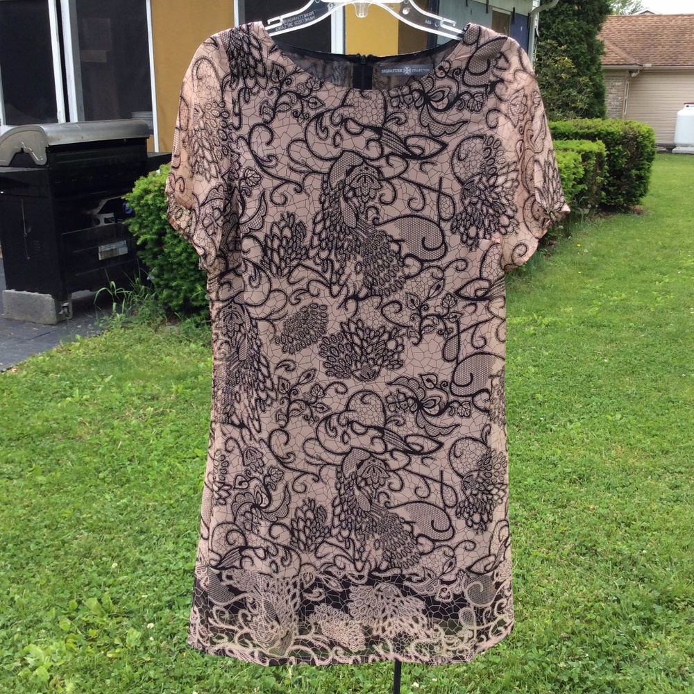 Signature Collection light brown black dress